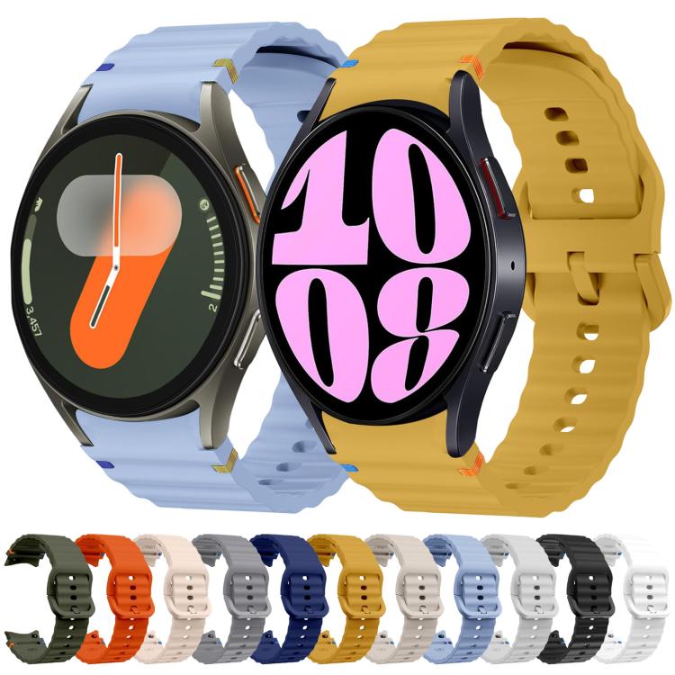For Samsung Galaxy Watch 4 Classic 42 / 46mm Wave Pattern Stitched Silicone Watch Band(Dark Blue) - free shipping - PMC TechLife - Order now!