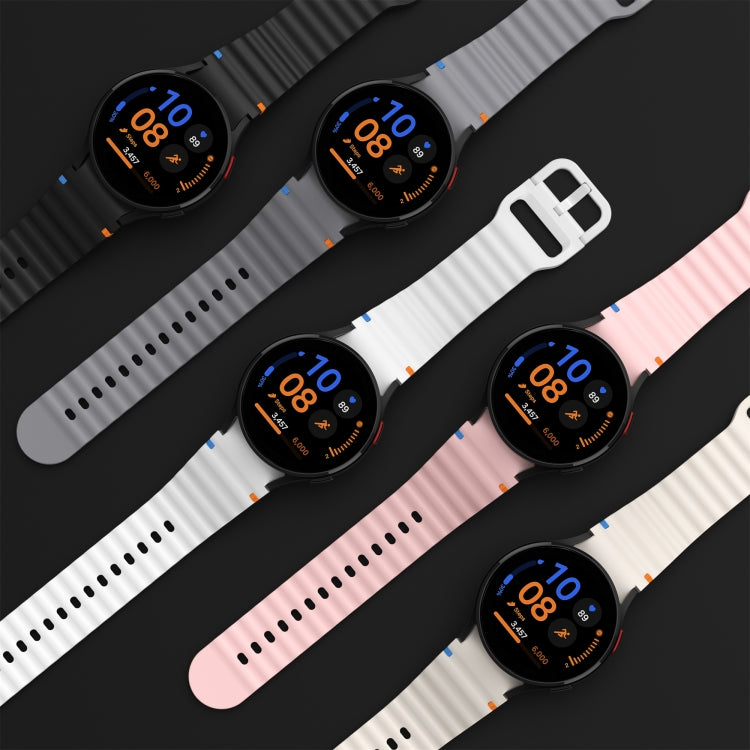 For Samsung Galaxy Watch 6 Classic Wave Pattern Stitched Silicone Watch Band(Light Gray) - free shipping - PMC TechLife - Order now!
