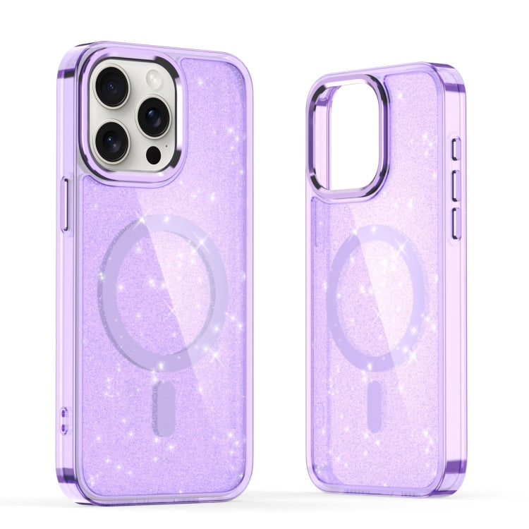 For iPhone 16 Pro Max Glitter MagSafe Shockproof Phone Case(Purple) - iPhone 16 Pro Cases by PMC TechLife | Online Shopping South Africa | PMC TechLife | Buy Now Pay Later Mobicred