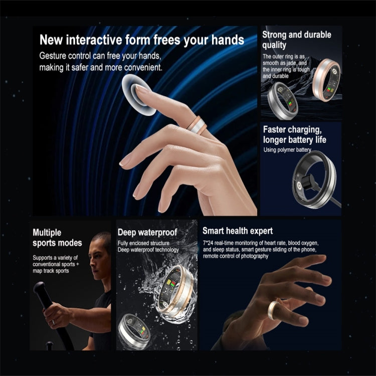 R18 SIZE 8 Smart Ring, Support Heart Rate / Blood Oxygen / Sleep / Multiple Sports Modes(Gold) - Smart Rings / Smart Telephones by PMC TechLife | Online Shopping South Africa | PMC TechLife | Buy Now Pay Later Mobicred