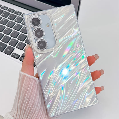 For Samsung Galaxy S25 5G Plating Glitter Texture TPU Phone Case with Lens Film(White Water Ripples) - Galaxy S25 5G Cases by PMC Jewellery | Online Shopping South Africa | PMC Jewellery | Buy Now Pay Later Mobicred