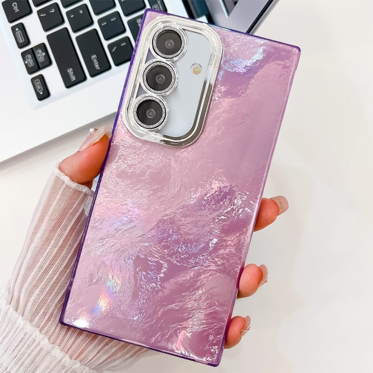 For Samsung Galaxy S25 5G Plating Glitter Texture TPU Phone Case with Lens Film(Purple Tinfoil Texture) - Galaxy S25 5G Cases by PMC Jewellery | Online Shopping South Africa | PMC Jewellery | Buy Now Pay Later Mobicred