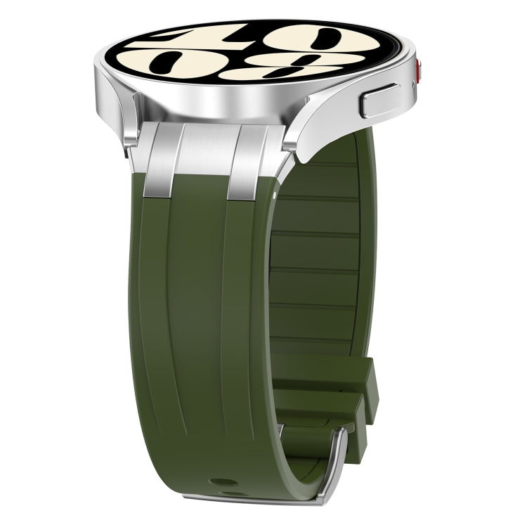 For Amazfit GTS4 Mini 20mm Quick Release Silver Buckle Royal Silicone Watch Band(Olive Green) - free shipping - PMC TechLife - Order now!