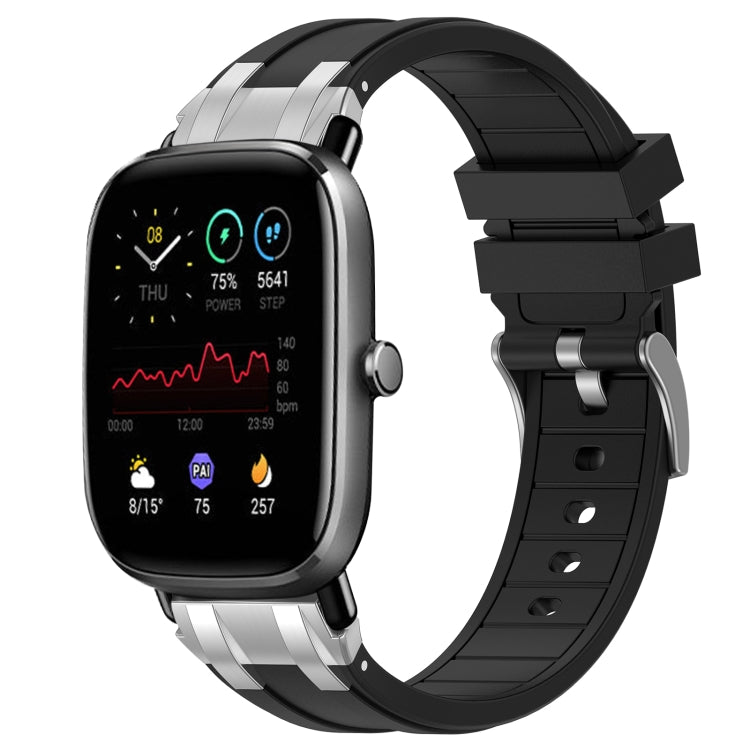 For Amazfit GTS 2 Mini 20mm Quick Release Silver Buckle Royal Silicone Watch Band(Black) - free shipping - PMC TechLife - Order now!