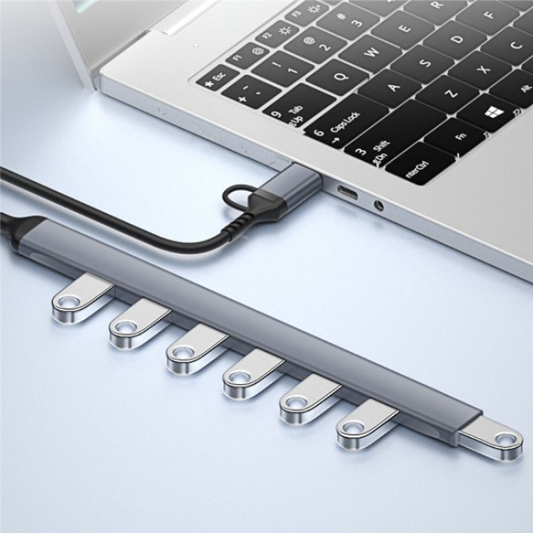 ADS-303D USB + Type-C to USB 3.0 + 6x USB 2.0 Splitter 7-in-1 Multifunctional Hub - USB 3.0 HUB by PMC Jewellery | Online Shopping South Africa | PMC Jewellery | Buy Now Pay Later Mobicred