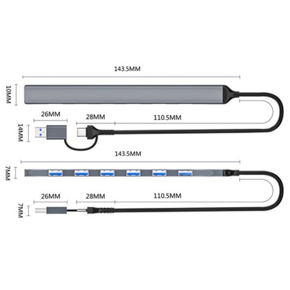 ADS-303D USB + Type-C to USB 3.0 + 6x USB 2.0 Splitter 7-in-1 Multifunctional Hub - USB 3.0 HUB by PMC Jewellery | Online Shopping South Africa | PMC Jewellery | Buy Now Pay Later Mobicred