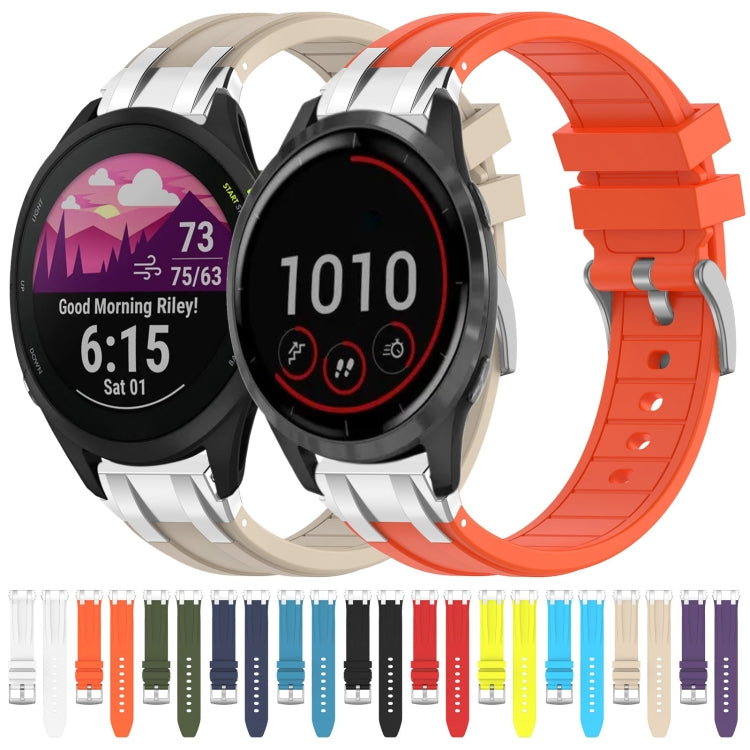 For Garmin Forerunner 265 22mm Quick Release Silver Buckle Royal Silicone Watch Band(Orange) - free shipping - PMC TechLife - Order now!