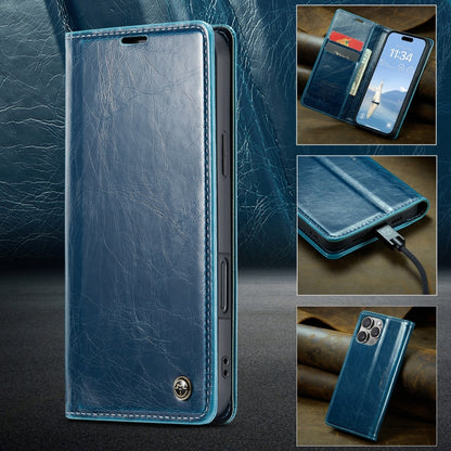 For iPhone 16 Pro CaseMe 003 Crazy Horse Texture Flip Leather Phone Case(Blue) - iPhone 16 Pro Cases by CaseMe | Online Shopping South Africa | PMC Jewellery | Buy Now Pay Later Mobicred