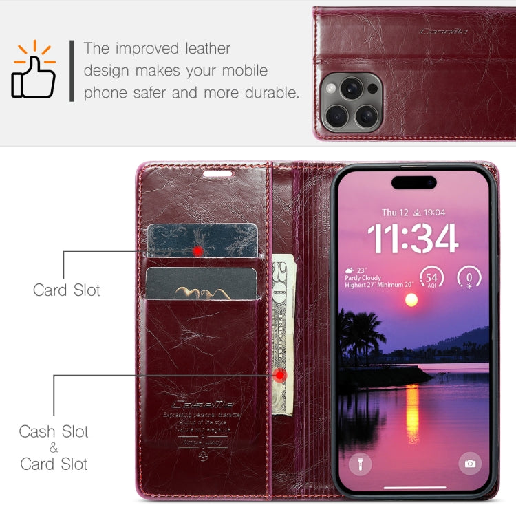 For iPhone 16 Pro CaseMe 003 Crazy Horse Texture Flip Leather Phone Case(Red) - iPhone 16 Pro Cases by CaseMe | Online Shopping South Africa | PMC Jewellery | Buy Now Pay Later Mobicred