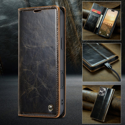 For iPhone 16 Pro CaseMe 003 Crazy Horse Texture Flip Leather Phone Case(Coffee) - iPhone 16 Pro Cases by CaseMe | Online Shopping South Africa | PMC Jewellery | Buy Now Pay Later Mobicred