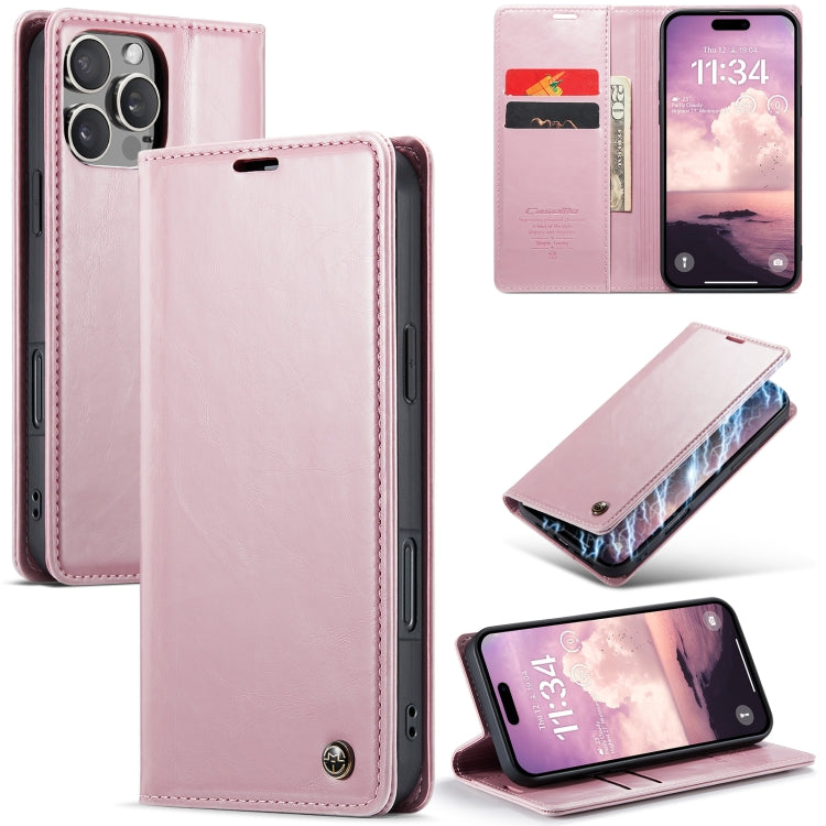 For iPhone 16 Pro Max CaseMe 003 Crazy Horse Texture Flip Leather Phone Case(Pink) - iPhone 16 Pro Max Cases by CaseMe | Online Shopping South Africa | PMC Jewellery | Buy Now Pay Later Mobicred