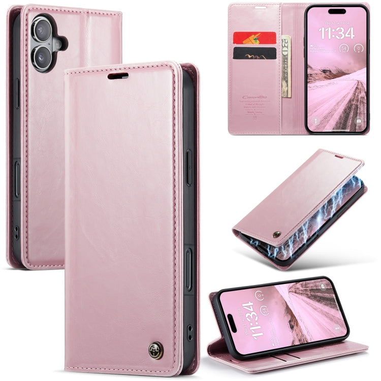 For iPhone 16 Plus CaseMe 003 Crazy Horse Texture Flip Leather Phone Case(Pink) - iPhone 16 Plus Cases by CaseMe | Online Shopping South Africa | PMC Jewellery | Buy Now Pay Later Mobicred