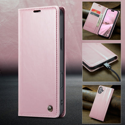 For iPhone 16 Plus CaseMe 003 Crazy Horse Texture Flip Leather Phone Case(Pink) - iPhone 16 Plus Cases by CaseMe | Online Shopping South Africa | PMC Jewellery | Buy Now Pay Later Mobicred