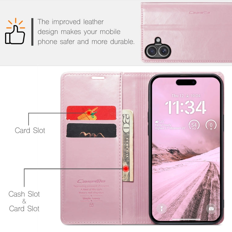 For iPhone 16 Plus CaseMe 003 Crazy Horse Texture Flip Leather Phone Case(Pink) - iPhone 16 Plus Cases by CaseMe | Online Shopping South Africa | PMC Jewellery | Buy Now Pay Later Mobicred