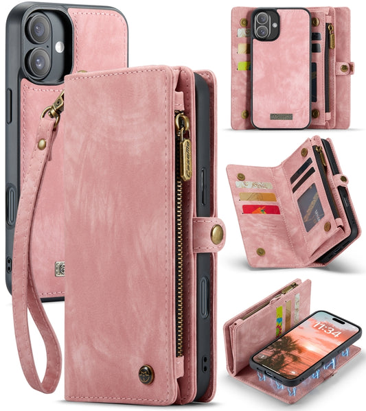 For iPhone 16 CaseMe 008 Detachable Multifunctional Leather Phone Case(Pink) - iPhone 16 Cases by CaseMe | Online Shopping South Africa | PMC Jewellery | Buy Now Pay Later Mobicred