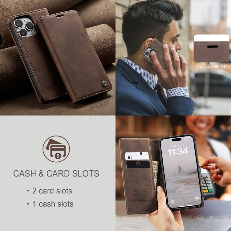 For iPhone 16 Pro CaseMe 013 Multifunctional Horizontal Flip Leather Phone Case(Coffee) - iPhone 16 Pro Cases by CaseMe | Online Shopping South Africa | PMC Jewellery | Buy Now Pay Later Mobicred