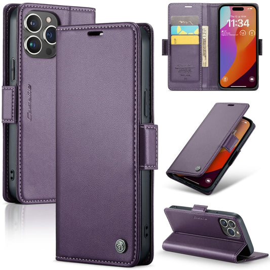 For iPhone 16 Pro Max CaseMe 023 Butterfly Buckle Litchi Texture RFID Anti-theft Leather Phone Case(Purple) - iPhone 16 Pro Max Cases by CaseMe | Online Shopping South Africa | PMC Jewellery | Buy Now Pay Later Mobicred