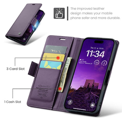 For iPhone 16 Pro CaseMe 023 Butterfly Buckle Litchi Texture RFID Anti-theft Leather Phone Case(Purple) - iPhone 16 Pro Cases by CaseMe | Online Shopping South Africa | PMC Jewellery | Buy Now Pay Later Mobicred