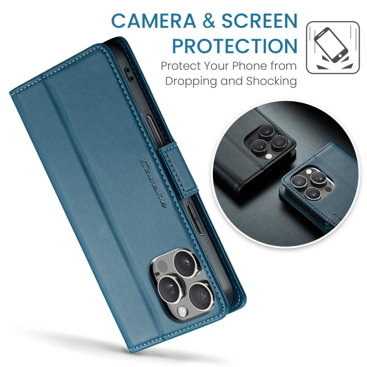 For iPhone 16 Pro CaseMe 023 Butterfly Buckle Litchi Texture RFID Anti-theft Leather Phone Case(Blue) - iPhone 16 Pro Cases by CaseMe | Online Shopping South Africa | PMC Jewellery | Buy Now Pay Later Mobicred