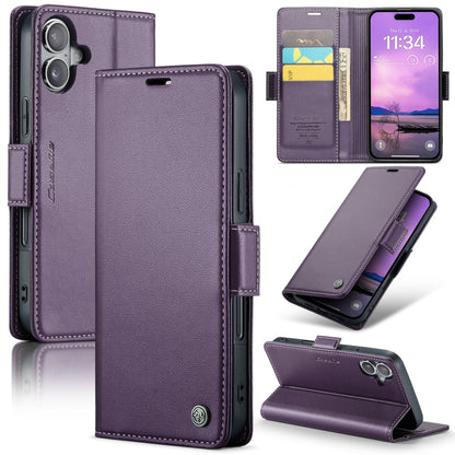 For iPhone 16 Plus CaseMe 023 Butterfly Buckle Litchi Texture RFID Anti-theft Leather Phone Case(Purple) - iPhone 16 Plus Cases by CaseMe | Online Shopping South Africa | PMC Jewellery | Buy Now Pay Later Mobicred