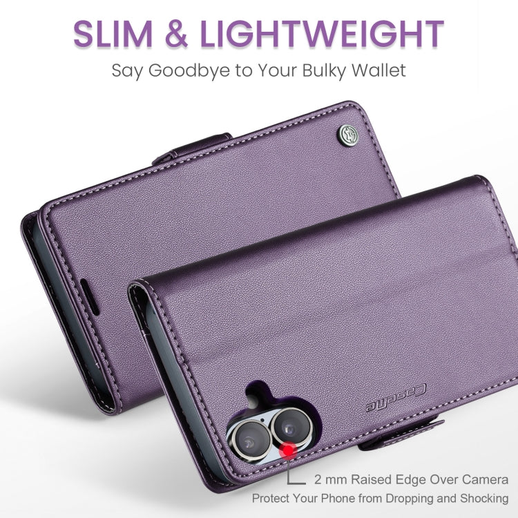 For iPhone 16 Plus CaseMe 023 Butterfly Buckle Litchi Texture RFID Anti-theft Leather Phone Case(Purple) - iPhone 16 Plus Cases by CaseMe | Online Shopping South Africa | PMC Jewellery | Buy Now Pay Later Mobicred