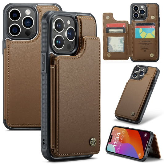 For iPhone 16 Pro Max CaseMe C22 Card Slots Holder RFID Anti-theft Phone Case(Brown) - iPhone 16 Pro Max Cases by CaseMe | Online Shopping South Africa | PMC Jewellery | Buy Now Pay Later Mobicred