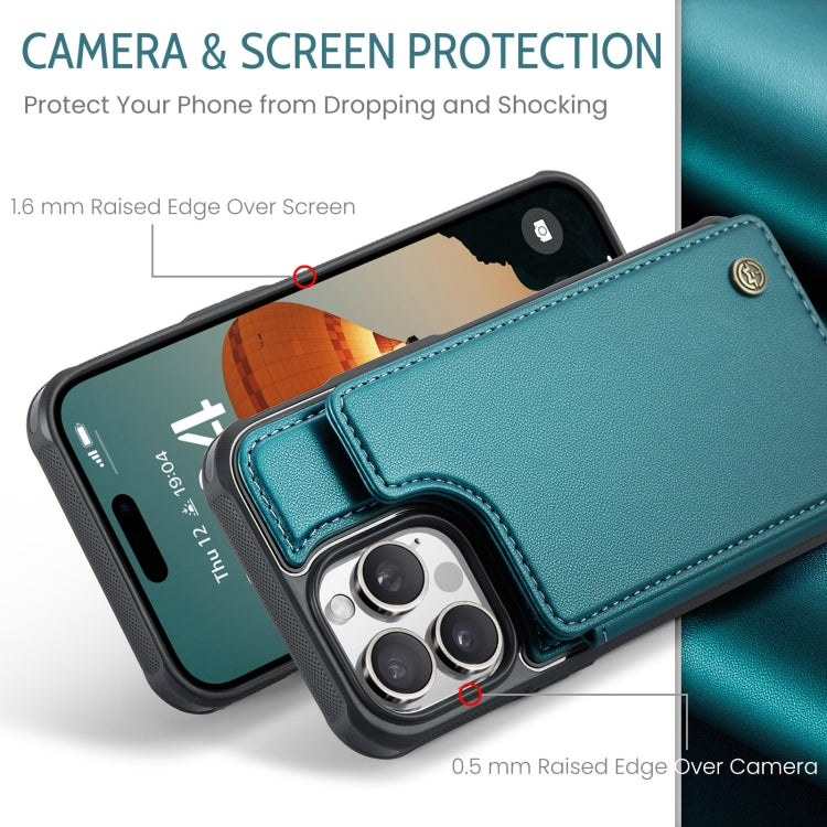 For iPhone 16 Pro Max CaseMe C22 Card Slots Holder RFID Anti-theft Phone Case(Green) - iPhone 16 Pro Max Cases by CaseMe | Online Shopping South Africa | PMC Jewellery | Buy Now Pay Later Mobicred