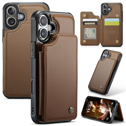 For iPhone 16 CaseMe C22 Card Slots Holder RFID Anti-theft Phone Case(Brown) - iPhone 16 Cases by CaseMe | Online Shopping South Africa | PMC Jewellery | Buy Now Pay Later Mobicred