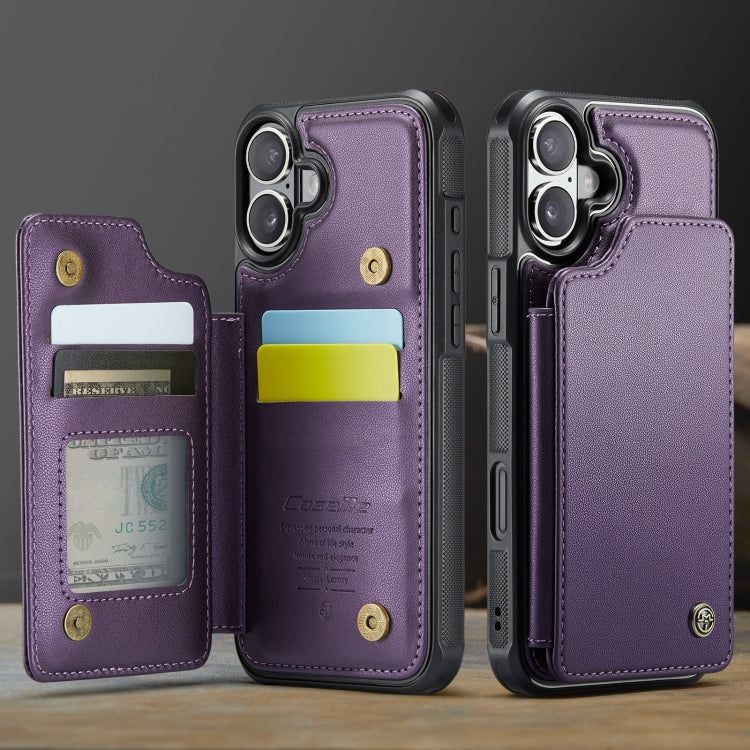 For iPhone 16 CaseMe C22 Card Slots Holder RFID Anti-theft Phone Case(Purple) - iPhone 16 Cases by CaseMe | Online Shopping South Africa | PMC Jewellery | Buy Now Pay Later Mobicred