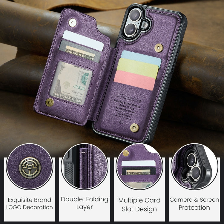 For iPhone 16 Plus CaseMe C22 Card Slots Holder RFID Anti-theft Phone Case(Purple) - iPhone 16 Plus Cases by CaseMe | Online Shopping South Africa | PMC Jewellery | Buy Now Pay Later Mobicred