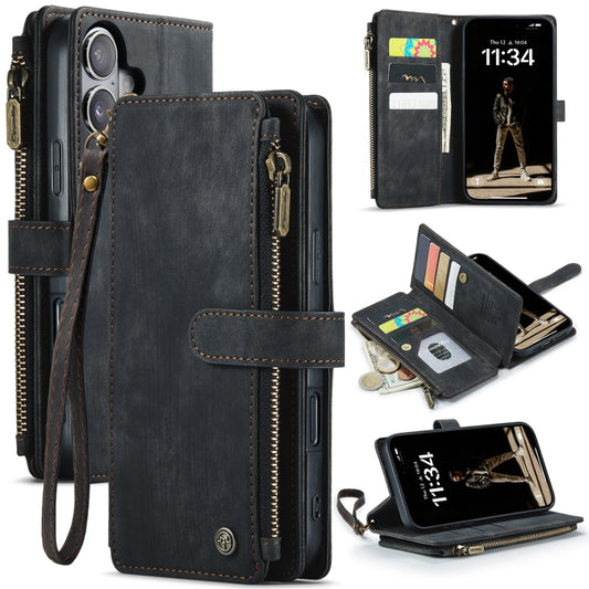 For iPhone 16 Plus CaseMe C30 Card Slots Zipper Wallet Leather Phone Case(Black) - iPhone 16 Plus Cases by CaseMe | Online Shopping South Africa | PMC Jewellery | Buy Now Pay Later Mobicred