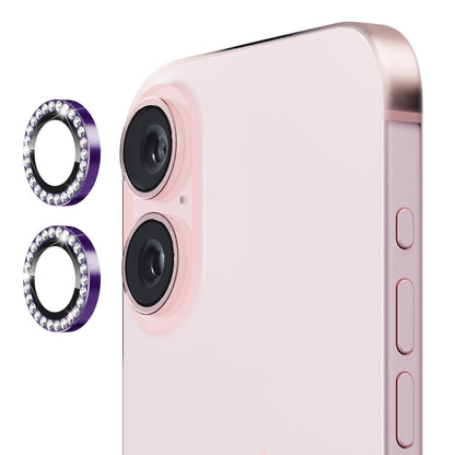 For iPhone 16 / 16 Plus ENKAY AR Anti-reflection Individual Diamond Ring Camera Lens Glass Full Film(Deep Purple) - iPhone 16 Plus Tempered Glass by ENKAY | Online Shopping South Africa | PMC Jewellery | Buy Now Pay Later Mobicred