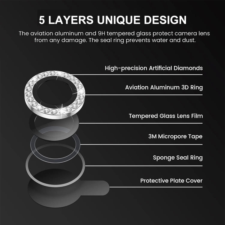 For iPhone 16 Pro / 16 Pro Max ENKAY AR Anti-reflection Individual Diamond Ring Camera Lens Glass Full Film(Silver) - iPhone 16 Pro Max Tempered Glass by ENKAY | Online Shopping South Africa | PMC Jewellery | Buy Now Pay Later Mobicred