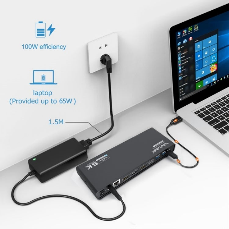 WAVLINK UG69PD6 Dual 4K Laptop Docking Station 5K HD Displaylink 65 / 100W PD Charging, Plug:EU Plug - free shipping - PMc TechLife - Order now!