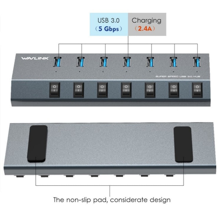 WAVLINK UH3076 5Gbps 7-port USB 3.0 Hub with Independent Switch and LED Indicator(AU Plug) - USB 3.0 HUB by WAVLINK | Online Shopping South Africa | PMC Jewellery | Buy Now Pay Later Mobicred