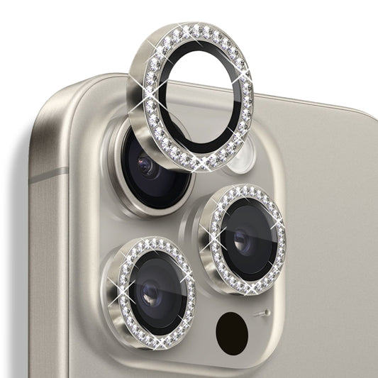 For iPhone 16 Pro / 16 Pro Max NORTHJO Rhinestone Camera Lens Protector Tempered Glass Metal Ring Film(Natural) - iPhone 16 Pro Max Tempered Glass by NORTHJO | Online Shopping South Africa | PMC Jewellery | Buy Now Pay Later Mobicred