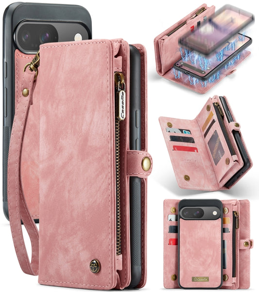 For Google Pixel 9 / 9 Pro CaseMe 008 Detachable Multifunctional Leather Phone Case(Pink) - Google Cases by CaseMe | Online Shopping South Africa | PMC Jewellery | Buy Now Pay Later Mobicred