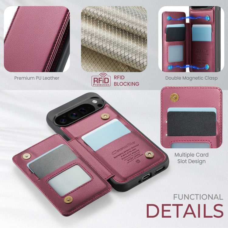 For Google Pixel 9 Pro XL CaseMe C22 Card Slots Holder RFID Anti-theft Phone Case(Wine) - Google Cases by CaseMe | Online Shopping South Africa | PMC Jewellery | Buy Now Pay Later Mobicred