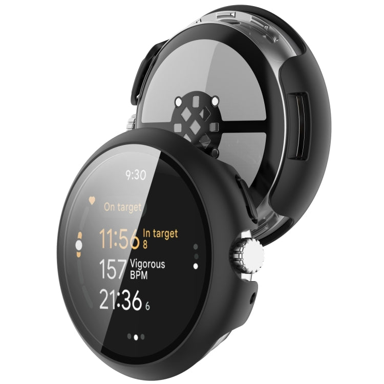 For Google Pixel Watch 3 41mm PC + Tempered Film Integrated Watch Protective Case(Black) - Watch Cases by PMC TechLife | Online Shopping South Africa | PMC TechLife | Buy Now Pay Later Mobicred