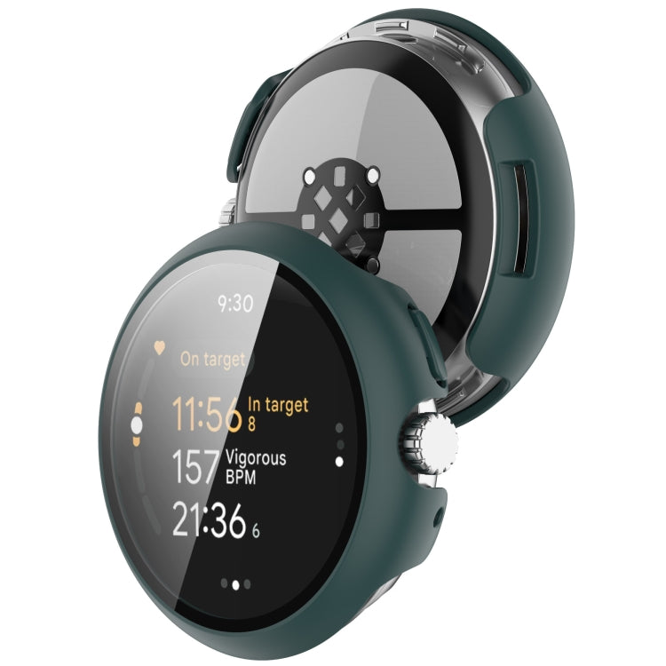 For Google Pixel Watch 3 41mm PC + Tempered Film Integrated Watch Protective Case(Green) - Watch Cases by PMC TechLife | Online Shopping South Africa | PMC TechLife | Buy Now Pay Later Mobicred