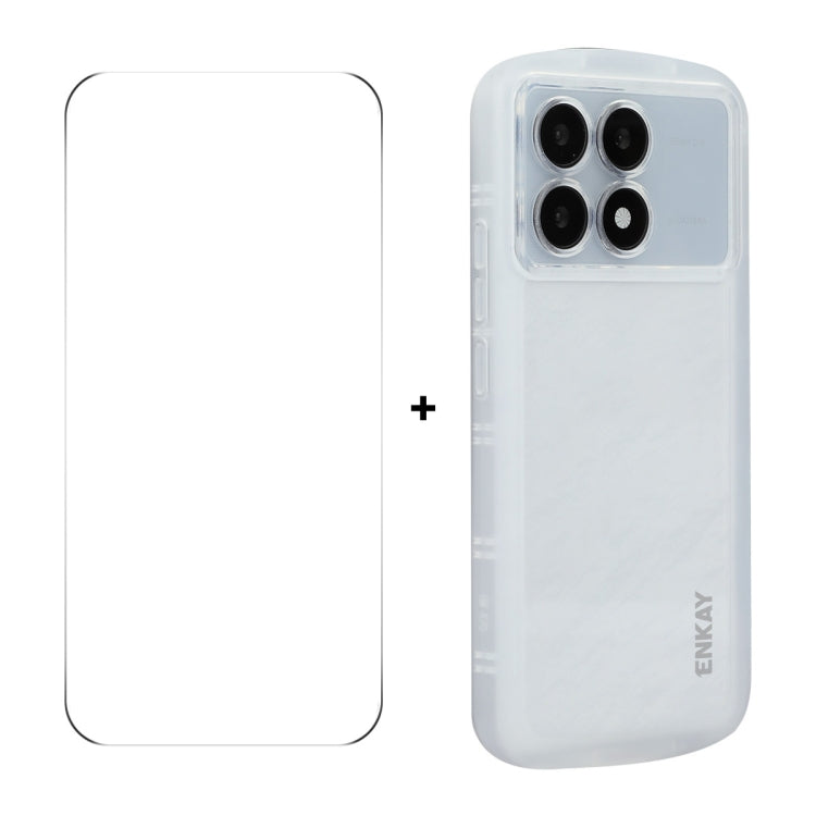 For Redmi K70 Ultra ENKAY Hat-Prince Translucent Matte TPU Phone Case + 9H Big Arc Edge Glass Film(White) - Xiaomi Cases by ENKAY | Online Shopping South Africa | PMC Jewellery | Buy Now Pay Later Mobicred