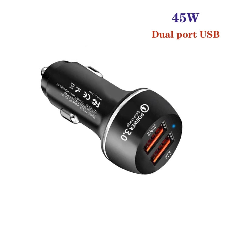 45W USB QC3.0 30W + USB 2.0 Fully Compatible Car Charger(Black) - Car Charger by PMC Jewellery | Online Shopping South Africa | PMC Jewellery | Buy Now Pay Later Mobicred