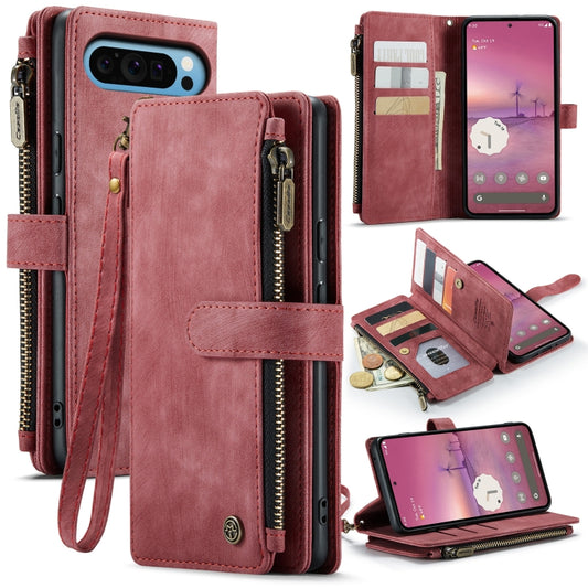 For Google Pixel 9 Pro XL CaseMe C30 Card Slots Zipper Wallet Leather Phone Case(Wine) - Google Cases by CaseMe | Online Shopping South Africa | PMC Jewellery | Buy Now Pay Later Mobicred