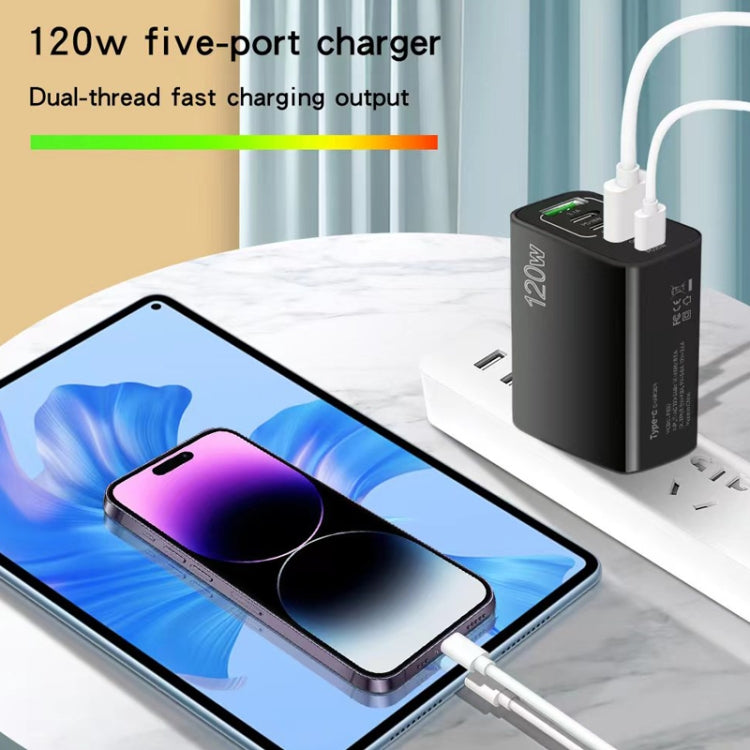 120W 3 PD Type-C Dual USB Multi Port Charger for Mobile Phones, EU Plug(WHite) - USB Charger by PMC Jewellery | Online Shopping South Africa | PMC Jewellery | Buy Now Pay Later Mobicred