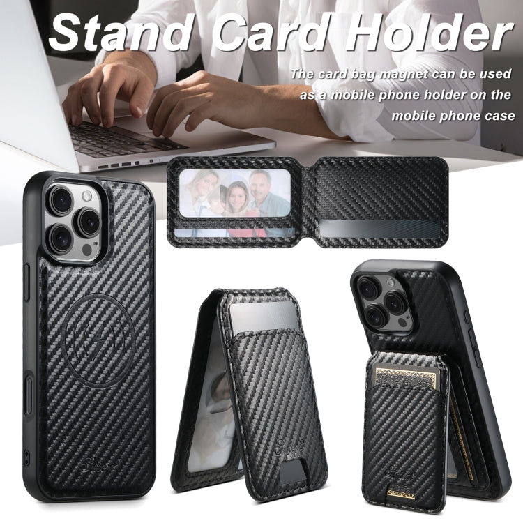 For iPhone 14 Plus Suteni TXWH18 Carbon Fiber Texture Detachable Wallet MagSafe Phone Case(Black) - iPhone 14 Plus Cases by Suteni | Online Shopping South Africa | PMC Jewellery | Buy Now Pay Later Mobicred