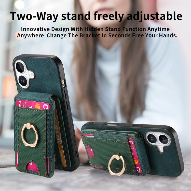 For iPhone 16 Retro Splitable Magnetic Stand Card Bag Leather Phone Case(Green) - iPhone 16 Cases by PMC Jewellery | Online Shopping South Africa | PMC Jewellery | Buy Now Pay Later Mobicred