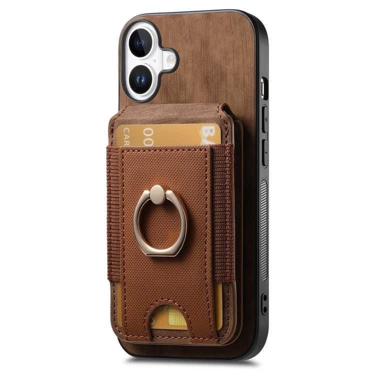 For iPhone 16 Retro Splitable Magnetic Stand Card Bag Leather Phone Case(Brown) - iPhone 16 Cases by PMC Jewellery | Online Shopping South Africa | PMC Jewellery | Buy Now Pay Later Mobicred