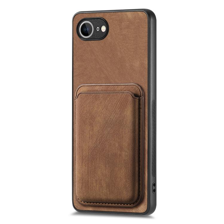For iPhone 16e Retro Leather Card Bag Magnetic Phone Case(Brown) - iPhone 16e Cases by PMC TechLife | Online Shopping South Africa | PMC TechLife | Buy Now Pay Later Mobicred
