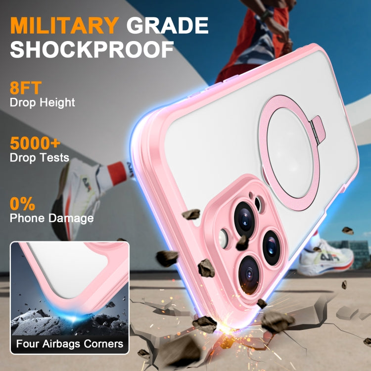 For iPhone 16 Pro Max Skin Feel MagSafe Holder 360 Full Body Phone Case(Pink) - iPhone 16 Pro Max Cases by PMC Jewellery | Online Shopping South Africa | PMC Jewellery | Buy Now Pay Later Mobicred