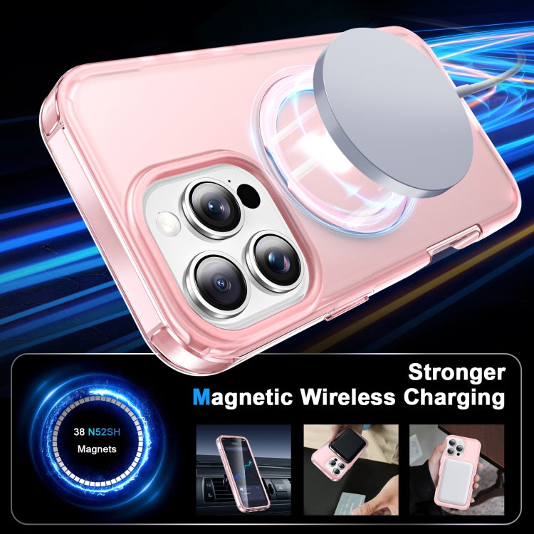 For iPhone 16 Pro Max Frosted Skin Feel MagSafe Holder 360 Full Body Phone Case(Pink) - iPhone 16 Pro Max Cases by PMC Jewellery | Online Shopping South Africa | PMC Jewellery | Buy Now Pay Later Mobicred